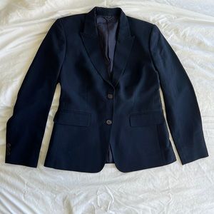 Custom fit navy wool suit jacket